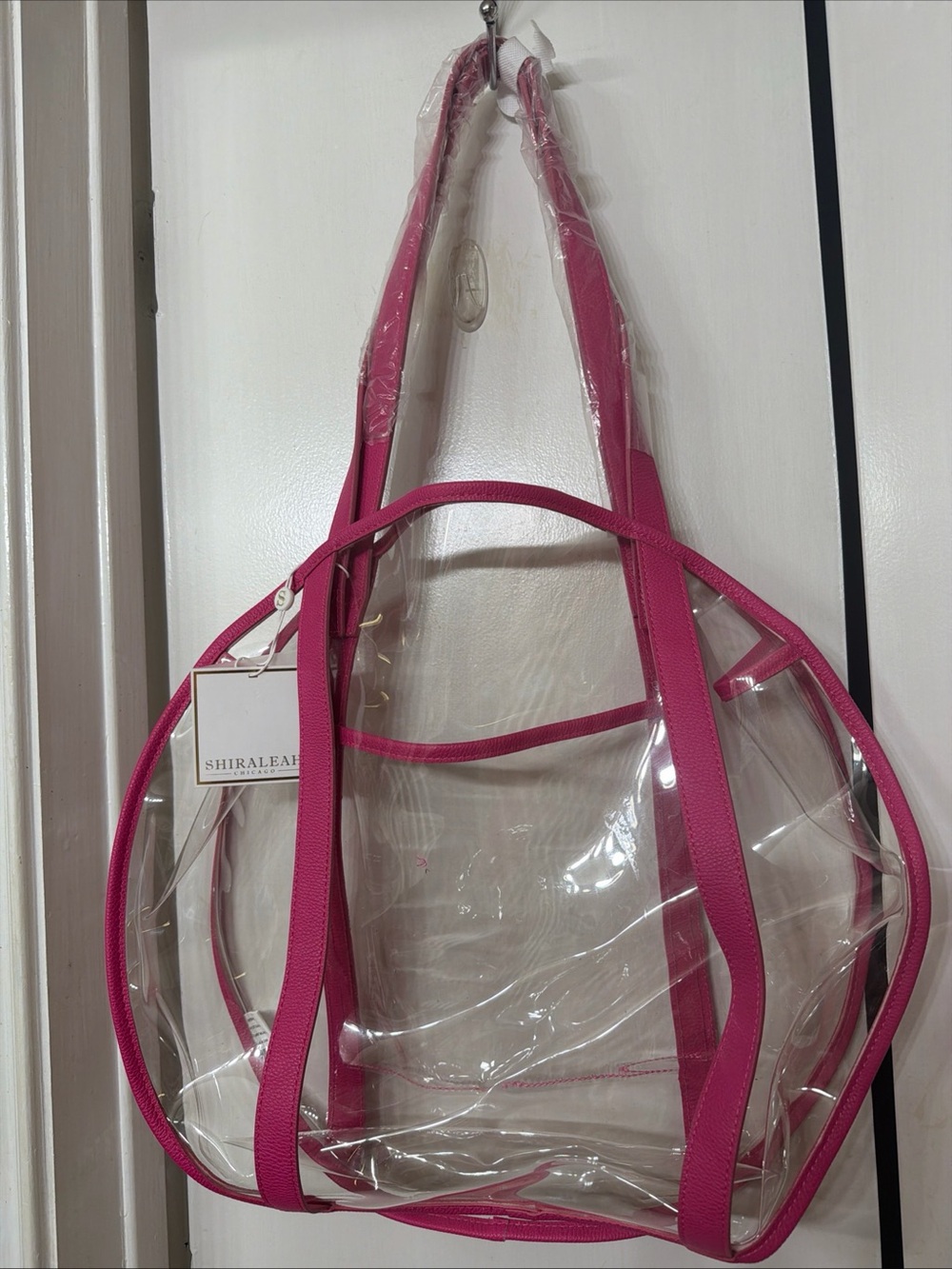 Shiraleah Clear Tote with Hot Pink Trim